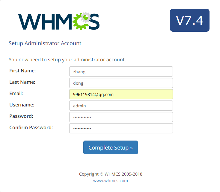 WHMCS V7.4.2 图文安装教程