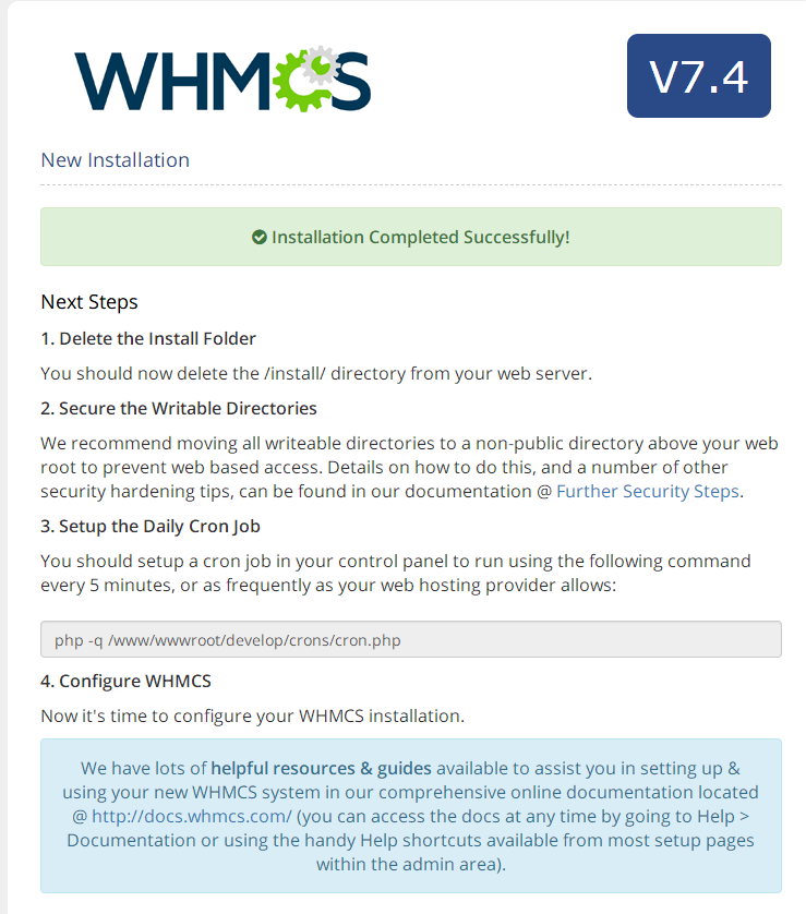 WHMCS V7.4.2 图文安装教程